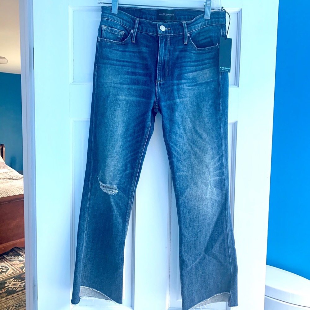 Black Orchid Cindy Slant Fray Jeans